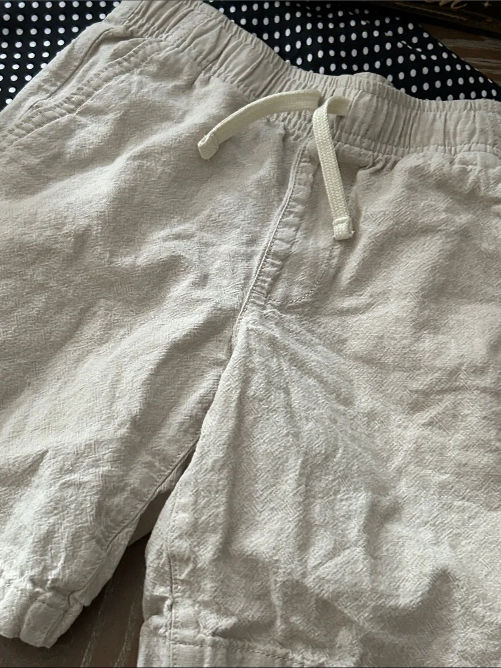 Boys Old Navy Linen Blend Casual Drawstring Dock Shorts Light Beige Large 10-12